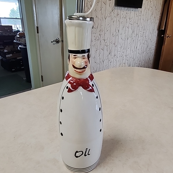 Vintage Chefs Oil & Vinegar Dispenser Bottles" Maison de Campagne Metal Holder - Picture 6 of 12